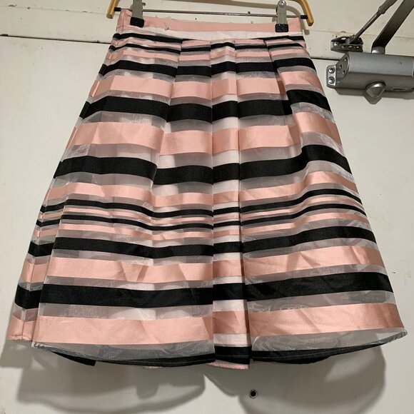 PINK TARTAN MIDI SHEER STRIPE SKIRTS SIZE 2 - Picture 2 of 8